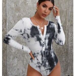SHEIN Black and White Tie-Dye Top